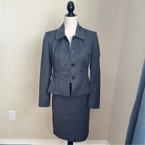 Anne Klein Two Piece Skirt Suit with Jacket Gray Size 2